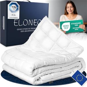 ELONEO Coperta Ponderata 135x200 cm 9 kg, certificata TÜV e Oeko-Tex, Weighted Blanket in 100% cotone, coperta rilassante e terapeutica antistress, coperta pesante per dormire