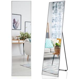 LIFEZEAL Specchio da Parete Lungo, Specchio ingresso Senza Carda Specchiera Rettangolare, 160 x 40 cm per Soggiorno, Camera da letto, Bagno, Moderno ed Elegante (argento)