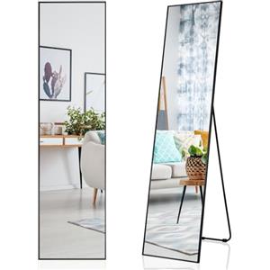 LIFEZEAL Specchio da Parete Lungo, Specchio ingresso Senza Carda Specchiera Rettangolare, 160 x 40 cm per Soggiorno, Camera da letto, Bagno, Moderno ed Elegante (nero)