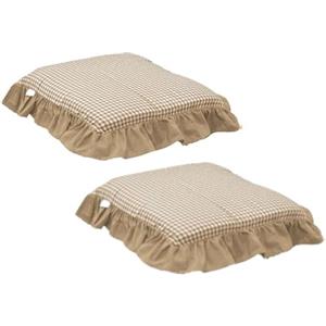 Corredocasa Set 2 Coprisedia Stile Country con Volant, Motivo a Quadri, Elasticizzati e Facili da Applicare, Disponibili in Vari Colori - Ideali per Cucina, Sala da Pranzo e Soggiorno (Beige)