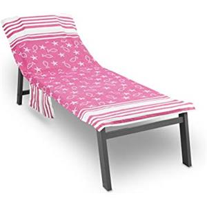 BIANCHERIAWEB Telo Mare Lettino Spiaggia Piscina Con Cuscino Imbottito E Tasche Fishy Fucsia
