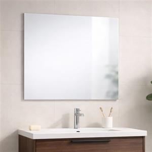 Kiamami Valentina - Specchio Reversibile a Filo per Bagno | Bordo in ABS Grigio Chiaro | Montaggio Reversibile | Facile Installazione con Ganci Inclusi, 80x70 CM