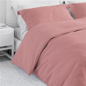Corredocasa Set Copripiumino Una Piazza e Mezza in Puro Cotone, Made in Italy - Biancheria Letto Tinta Unita con Sacco per Piumone e 1 Federa - Morbido e Traspirante (Rosa Cipria, Una Piazza e Mezza)