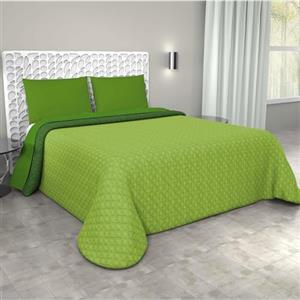 Corredocasa Copriletto Matrimoniale Trapuntato Double Face, Made in Italy - Trapunta Primaverile/Estiva in Morbida Microfibra - Trapuntino Bicolore disponibile in Vari Colori - 250x240 cm (Verde Chiaro/Scuro)