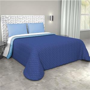 Corredocasa - Trapuntino Primaverile/Estivo Copriletto Trapuntato Quilt Double Face in Morbida Microfibra Made in Italy Misure 245X260 Cm Matrimoniale 2 Piazze (Blu/Celeste)