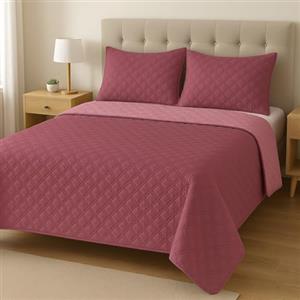 Corredocasa - Trapuntino Primaverile/Estivo Copriletto Trapuntato Quilt Double Face in Morbida Microfibra Misure 245X260 Cm Matrimoniale 2 Piazze (Viola)