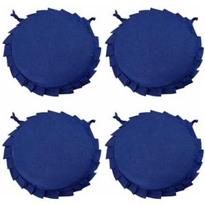 Corredocasa Set di 4 Cuscini per Sedia con Lacci a 4 Punti, Imbottiti e Rivestiti in Policotone - Design Confortevole, Made in Italy, per Cucina Casa (Blu Cerniera Rotondo)