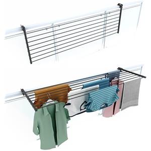foxydry Stendino da Balcone Ribaltabile, Stendibiancheria da Ringhiera Esterno Resistente in Acciaio inox e alluminio Duo, per terrazzi, balconi e ringhiere - Lunghezza 162 cm (Antracite, 162 cm)