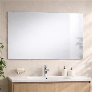 Kiamami Valentina - Specchio Rettangolare a Filo Lucido | Montaggio Reversibile | Per Bagno, Ingresso e Camera | Telaio in ABS Grigio Chiaro | Ganci Inclusi, 100x70 CM