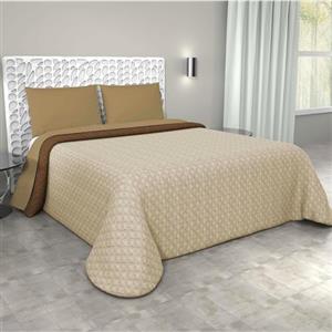 Corredocasa - Trapuntino Primaverile/Estivo Copriletto Trapuntato Made in Italy Quilt Double Face in Morbida Microfibra Misure 245X260 Cm Matrimoniale 2 Piazze (Marrone/Beige)