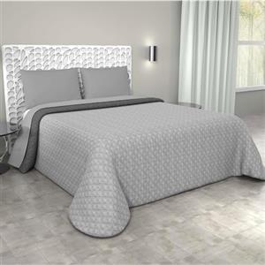 Corredocasa Copriletto Matrimoniale Trapuntato Double Face, Made in Italy - Trapunta Primaverile/Estiva in Morbida Microfibra - Trapuntino Bicolore disponibile in Vari Colori - 250x240 cm (Grigio Chiaro/Scuro)