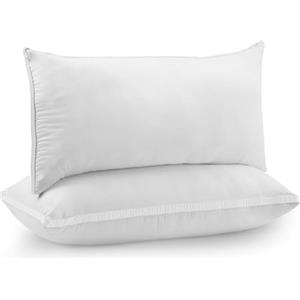 Utopia Bedding Cuscini Letto (Set di 2), 40 x 80 cm Guanciali Letto Coppia - Tessuto spazzolato con Fibra di Poliestere 3D - Morbida e Traspirante Cuscini (Bianco)
