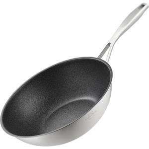 SILBERTHAL Padella wok antiaderente 28 cm - Acciaio inox senza PFOA - Saltapasta induzione