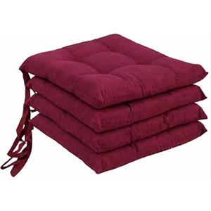 Corredocasa Set di 4 Cuscini per Sedia con Lacci a 4 Punti, Imbottiti e Rivestiti in Policotone - Design Confortevole, Made in Italy, Disponibili in Diversi Colori per Cucina Casa (Bordo')