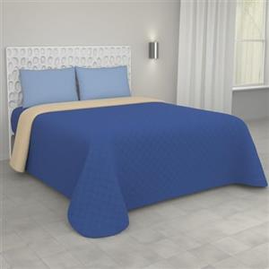 Corredocasa Trapuntino Primaverile Estivo Double Face in Microfibra Made in Italy Copriletto Leggero Lavabile in Lavatrice Quilt 1 Piazza, Piazza e Mezza, Matrimoniale (Blu/Beige, Singolo)
