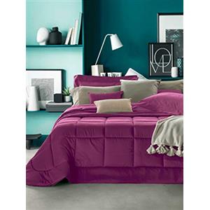 EVERGREENWEB MATERASSI & BEDS EVERGREENWEB - Trapunta Matrimoniale 270x270 cm Moderno Copriletto Invernale Rivestimento Vinaccia 100% Raso Puro Cotone Imbottito in Morbida Microfibra di Poliestere IPOALLERGENICO Lavabile, Assisi