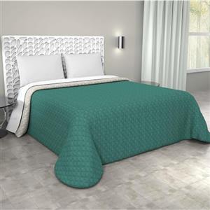Corredocasa - Trapuntino Primaverile/Estivo Copriletto Trapuntato Made in Italy Quilt Double Face in Morbida Microfibra Misure 245X260 Cm Matrimoniale 2 Piazze (Verde Petrolio/Panna)