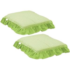 Corredocasa Set 2 Coprisedia con Volant, Made in Italy - Motivo a Quadri, Elasticizzati e Facili da Applicare, Disponibili in Vari Colori - Ideali per Cucina, Sala da Pranzo e Soggiorno (Verde)