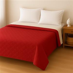 Corredocasa - Trapuntino Primaverile/Estivo Copriletto Trapuntato Made in Italy Quilt Double Face in Morbida Microfibra Misure 245X260 Cm Matrimoniale 2 Piazze (Rosso/Panna)