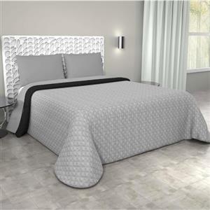 Corredocasa Copriletto Matrimoniale Trapuntato Double Face, Made in Italy - Trapunta Primaverile/Estiva in Morbida Microfibra - Trapuntino Bicolore disponibile in Vari Colori - 250x240 cm (Nero/Grigio)