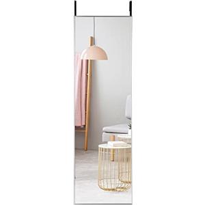 LIFEZEAL Specchio da parete grande, 120 x 37 cm, da appendere alla porta con 2 ganci, rettangolare per camera da letto, bagno, soggiorno (argento)