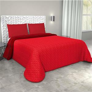 Corredocasa Copriletto Matrimoniale Trapuntato Double Face, Made in Italy - Trapunta Primaverile/Estiva in Morbida Microfibra - Trapuntino Bicolore disponibile in Vari Colori - 250x240 cm (Rosso/Bordeaux)