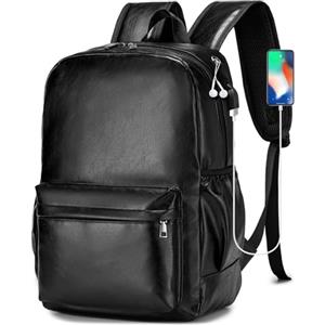 SPAHER Zaino da Viaggio PU Pelle Aereo 40x30x20 Ryanair Wizzair Zaino Porta PC 15,6 Pollici con Porta di Ricarica USB Donna Uomo 25L Piccolo Zaini da Cabina Lavoro Bagaglio a Mano Travel Backpack