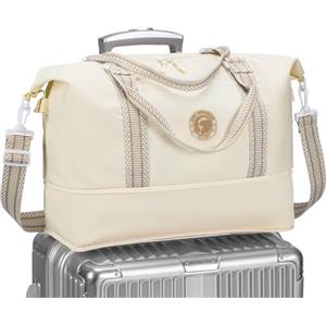 SPAHER Borsone da Viaggio Espandibile Bagaglio a Mano 40x20x25 Ryanair Vueling Bagage Cabine per Easyjet 45x36x20 Borsa da Leggero Impermeabile per Campeggio Weekend Sport Vacanza Uomo Donna Beige