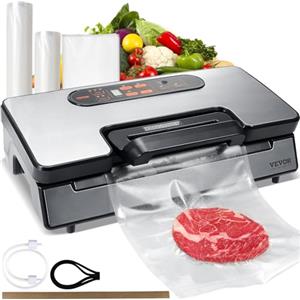 VEVOR Macchina Sottovuoto per Alimenti 130W Sigillatore per Cibi Umidi Secchi Marinatura Rotoli Inclusi 90 Kpa Conservazione del Cibo con Doppia Pompa a Vuoto Lunghezza 30cm con Sacchetto Sigillato