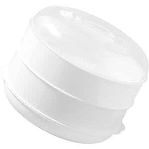 JINGLING Vaporiera multistrato, forno a microonde, pentola a vapore per la cucina, rotonda, forno a microonde, cottura a vapore, ricetta, pieghevole, lavabile in lavastoviglie