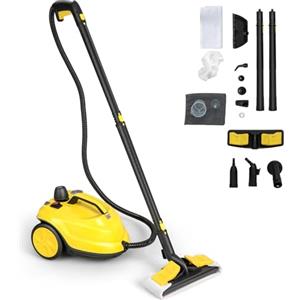 SOARS Potente Pulitore a Vapore 2000W, 14 Accessori, Pressione Massima 5 Bar, Temperatura 160℃, Riscaldamento Rapido 8 Minuti, Serbatoio 1,8L, per Pavimenti, Divani, Cucina, Superficie 108 m² (Giallo)