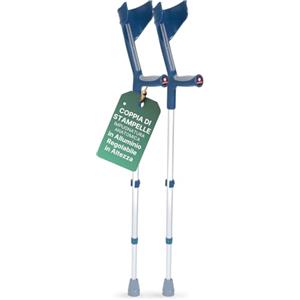 REMEDIA ONE Stampelle Ortopediche Regolabili con Impugnatura Morbida | Stampelle Canadesi Antiscivolo in Alluminio, Impugnatura Anatomica, 2 Unità, Blu/Grigio