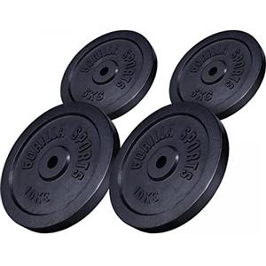 Gorilla Sports® Dischi Pesi - Singolo o Set, 1,25kg, 2kg, 2,5kg, 5kg, 10kg, 15kg, 20kg, 25kg, 27,5kg, 30kg, Foro 30mm, in Ghisa, Argento o Nero - Disco Peso, Palestra, per Bilanciere e Manubri