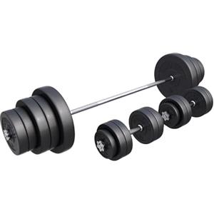 Gorilla Sports® Set Bilanciere e Dischi - 60kg, 100kg o 130kg, Ø 30 mm, Barra 170cm, con Chiusure, Zigrinato, Antiscivolo, Acciaio Cromato - Manubri, Palestra, Allenamento, Sollevamento Pesi, Fitness