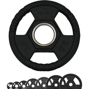 Diamond【Disco Olimpico Gommato Tri-Grip Pro Da1,25 a 25Kg】Pesi Ghisa Rivestiti Gomma per Bilancieri Professionali Foro 50mm, Impugnature Ergonomiche Multipresa Bodybuilding Palestra Home Gym (2.50 Kg)