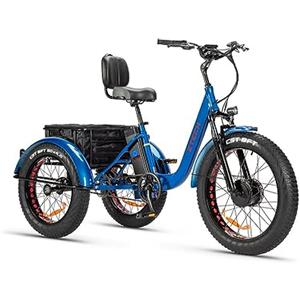 Tecnobike Shop Bici Bicicletta Elettrica Pedalata Assistita Triciclo Bicicletta Elettrica Z-TECH ZT-80-A FAT TRIKE 3 Ruote 250W 13 Ah 48V Batteria Litio e-Bike con Pedali e-Bicycle (Blu)
