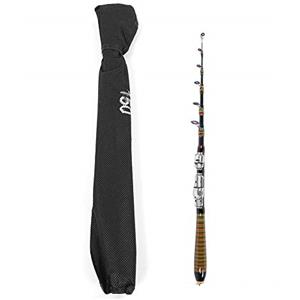 Tiiyee Canna da pesca, canna da pesca telescopica in fibra di carbonio, accessorio da pesca a mano per gli appassionati di pesca dalle barriere costiere in viaggio, vacanza(150 cm)