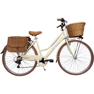 Cicli Tessari - bicicletta donna bici da città city bike da passeggio 28'' con cambio vintage retro' cesto in vimini borse laterali