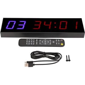 ANKROYU Timer da Palestra Professionale con Display LED a 6 Bit remoto Conto alla rovescia intervallo Cronometro per Palestra Domestica Allenamento Fitness Montaggio a Parete Timer