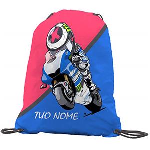 quickgadget Sacca Ginnastica GYMBACK sport per tifoso moto 99 GP corse - sacchetto sportivo, Borsa, Piscina, Zaino,portascarpe Scuola per Ragazze Donne Bambini, personalizzato con nome.
