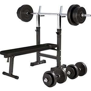 GORILLA SPORTS® Panca palestra pieghevole con set pesi 38/70/100 kg