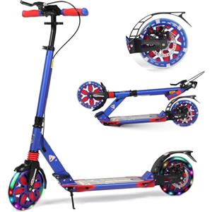 H.yeed Monopattino per bambini dagli 8 ai 12 anni in su, ruote grandi da 200 mm, per adulti con freni a disco, scooter per adulti con cinghia per il trasporto e doppio assorbimento degli urti (LED-Rosa)