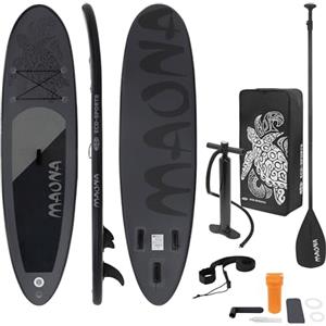 ECD Germany Stand Up Paddle Board Maona SUP Gonfiabile con Pagaia 308 x 78 x 10 cm Nero e Grigio Diversi Modelli in PVC Include Pompa Borsa da Trasporto e Accessori Surfboard Tavola Surf per Adulti