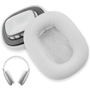 OEM Cuscinetti di ricambio per cuffie - Cuscinetti rinfrescanti in gel - Vera pelle - Schiuma memory - Cuscinetti per cuffie over-ear (1 paio - argento)