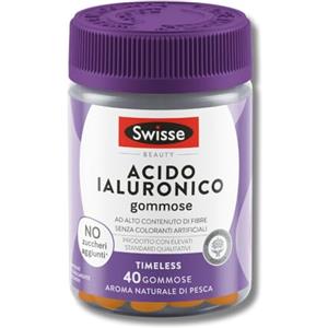SWISSE Beauty - Acido Ialuronico Gummies, Integratori Donna e Uomo, 40 Pastiglie Gommose, Integratore Alimentare, Gusto Pesca, Adatto per Alimentazione Vegana