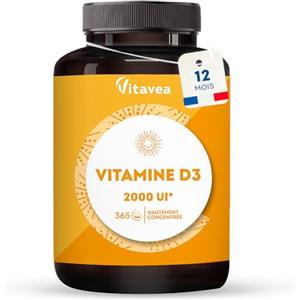 Vitavea Vitamina d 2000 UI - 365 Compresse - Alto dosaggio (50 mcg) di D3 - Integratore Difese Immunitarie - Facili da deglutire - Per Ossa, Denti e Muscoli - Trattamento 1 anno - Vitavea