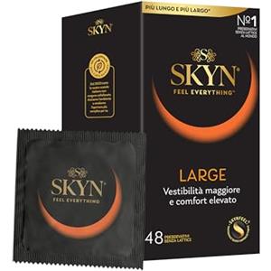 SKYN Large - Preservativi Senza Lattice in Poliisoprene - Ultramorbidi e Larghi, 48 Pezzi