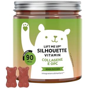 Bears with Benefits Lift me Up Silhouette - Peptidi di collagene ad alta dose, OPC e vitamine C e E - Integratore Antietà per Pelle Luminosa e Idratata - 90 pezzi (3 mesi) - Senza zucchero - Bears with Benefits