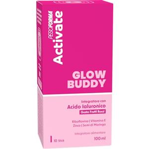 Pesoforma | Activate GLOW BUDDY Stick con Acido Ialuronico 10 Stick 100 ml, Pelle Luminosa, Con Zinco, Vitamina E e Riboflavina