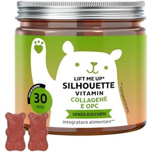 Bears with Benefits Lift me Up Silhouette - Peptidi di collagene ad alta dose, OPC e vitamine C e E - Integratore Antietà per Pelle Luminosa e Idratata - 30 pezzi (1 mese) - Senza zucchero - Bears with Benefits